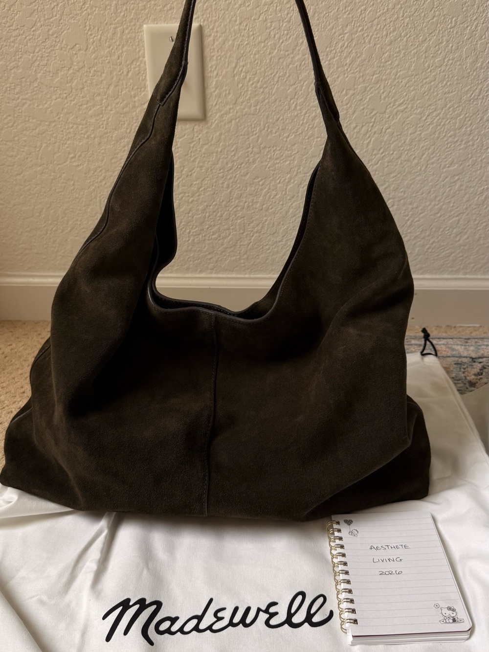 Madewell Slouchy Large Green Suede Hobo Leather Tote - Picture 7 of 9